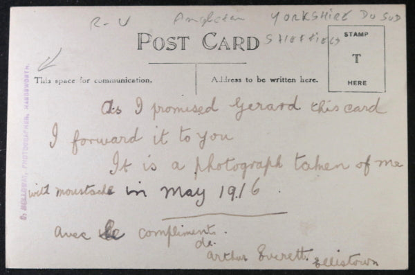 WW1 UK photo postcard of soldier Handsworth May 1916
