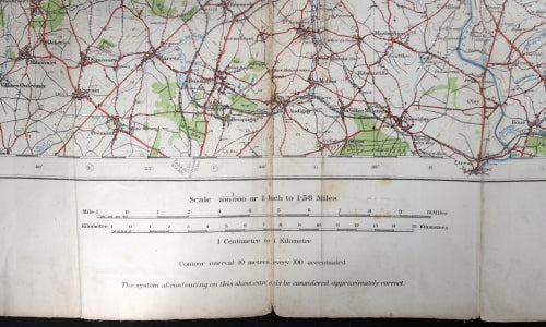 WW1 1916 British military map Valenciennes (Belgium) North France