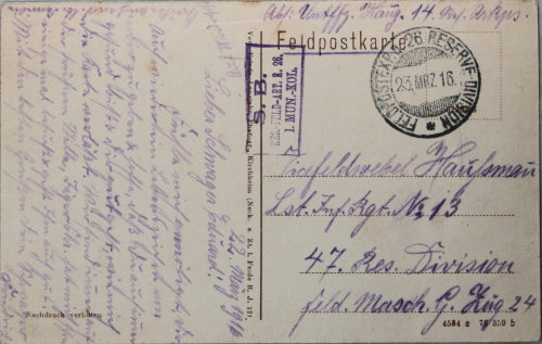 WW1 1916 German postcard, German graves in northern France cemetery