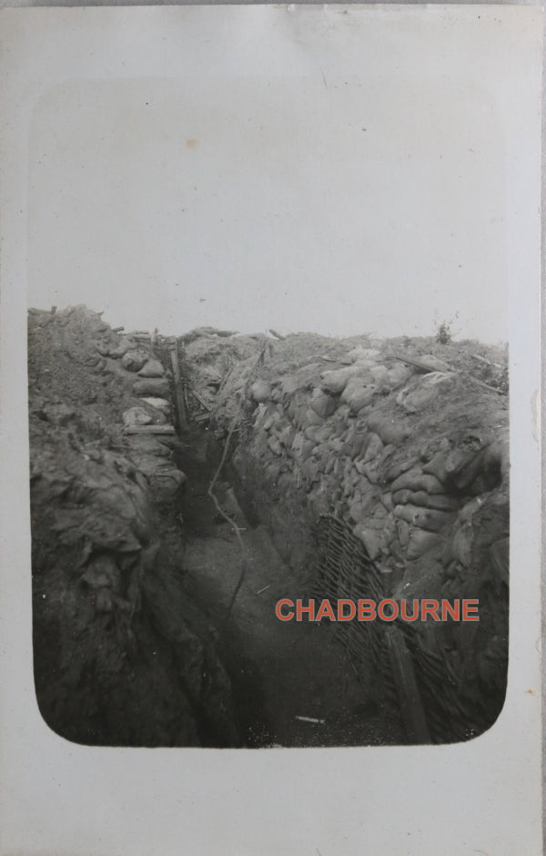 WW1 1916 postcard photo of German trenches near Ypres (Belgium)
