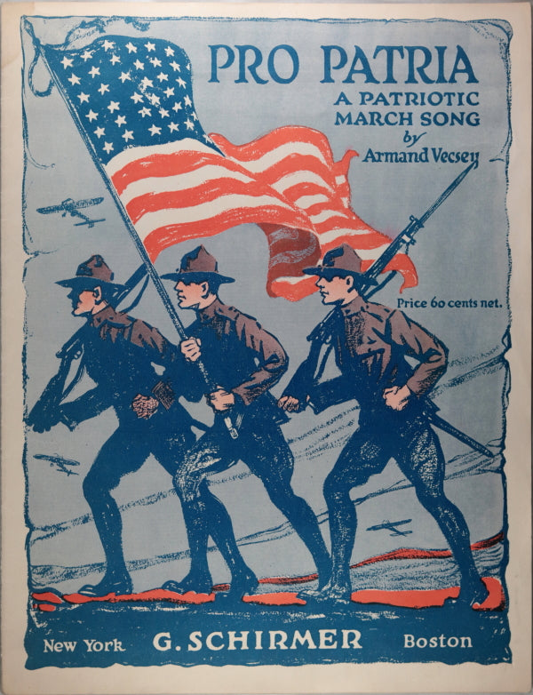 WW1 1917 USA patriotic sheet music ‘Pro Patria’ soldiers