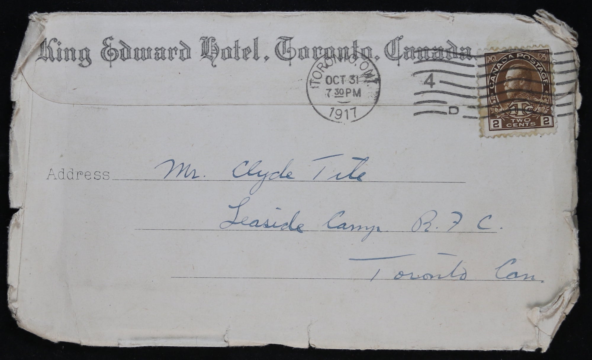 WW1 1917 letter Royal Flying Corps, King Edward Hotel (Toronto) #4