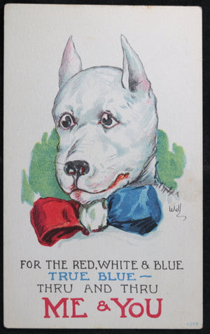 WW1 American patriotic postcard 'Me and You' with pit bull dog