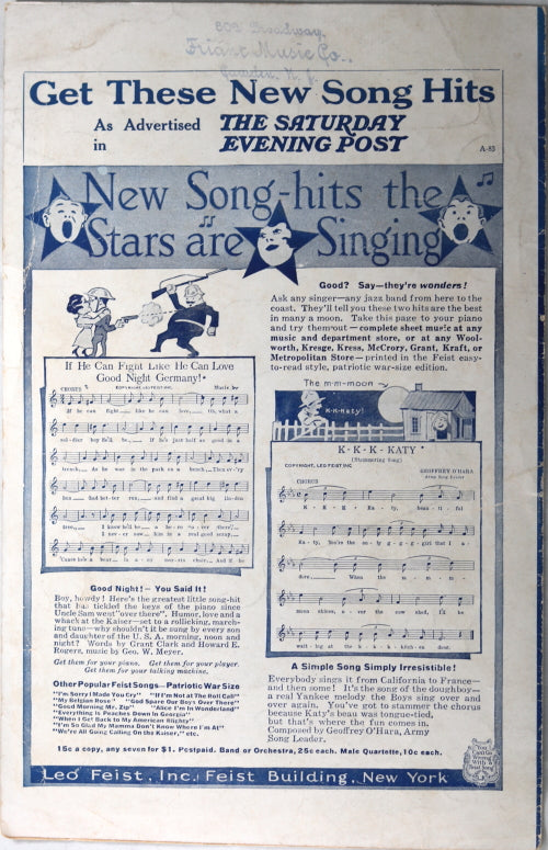 WW1 American sheet music ‘We’re All Going Calling on the Kaiser’ 1918 WW1 American sheet music ‘We’re All Going Calling on the Kaiser’ 1918