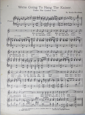 WW1 American sheet music ‘We’re going to Hang the Kaiser’ 1917