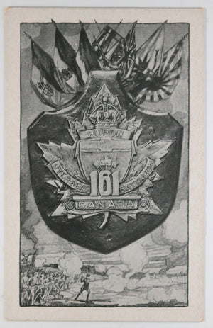WW1 Canada C.E.F. 161st 'Huron' Battalion postcard c.1916