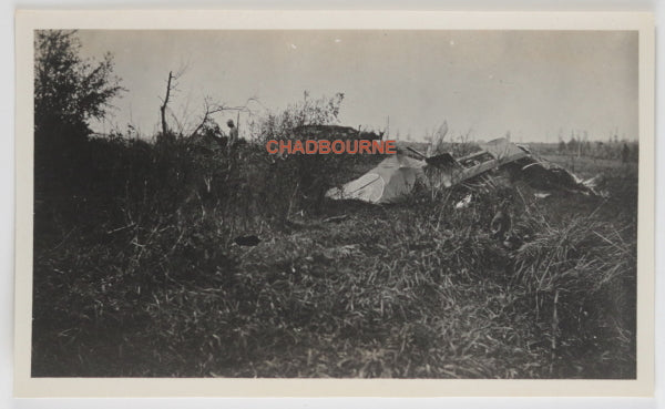 WW1 October 1918 photo of wreck of English plane near Ypres (Belgium)