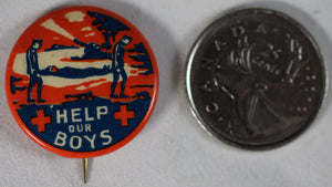 WW1 Red Cross pinback button ‘Help our Boys’