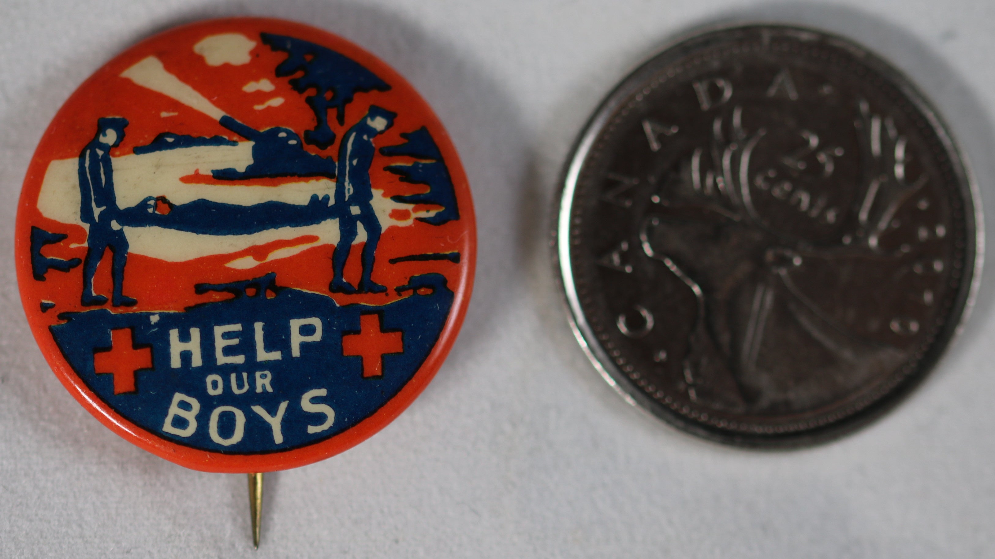 WW1 Red Cross pinback button ‘Help our Boys’ WW1 Red Cross pinback button ‘Help our Boys’