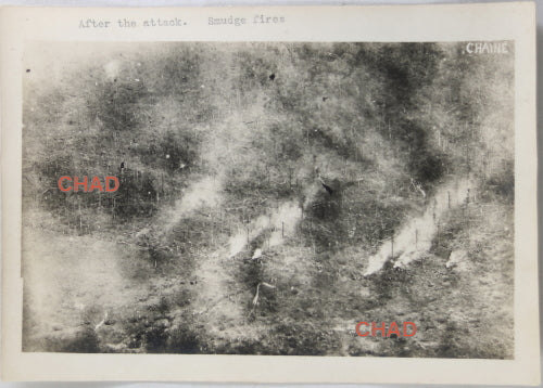 WW1 aerial photo of French landscape after a battle