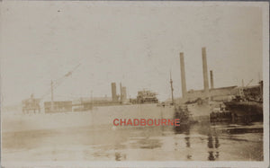WW1 era photo postcard ship being built Bristol Shipyard, Pennsylvania