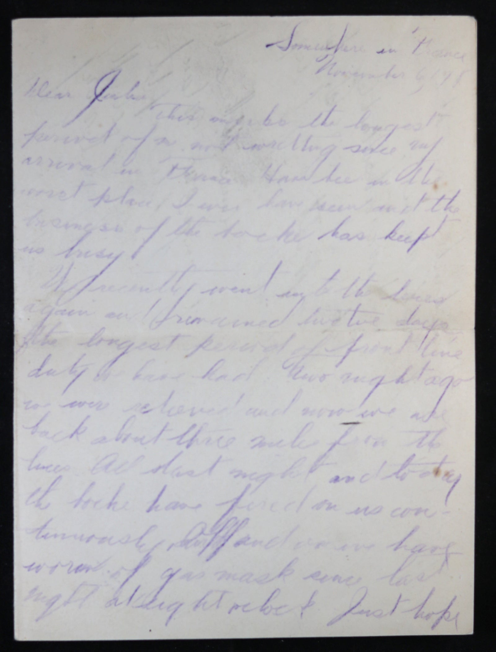 WW1 letter US soldier AEF 103rd Reg. France, Meuse-Argonne Nov. 1918