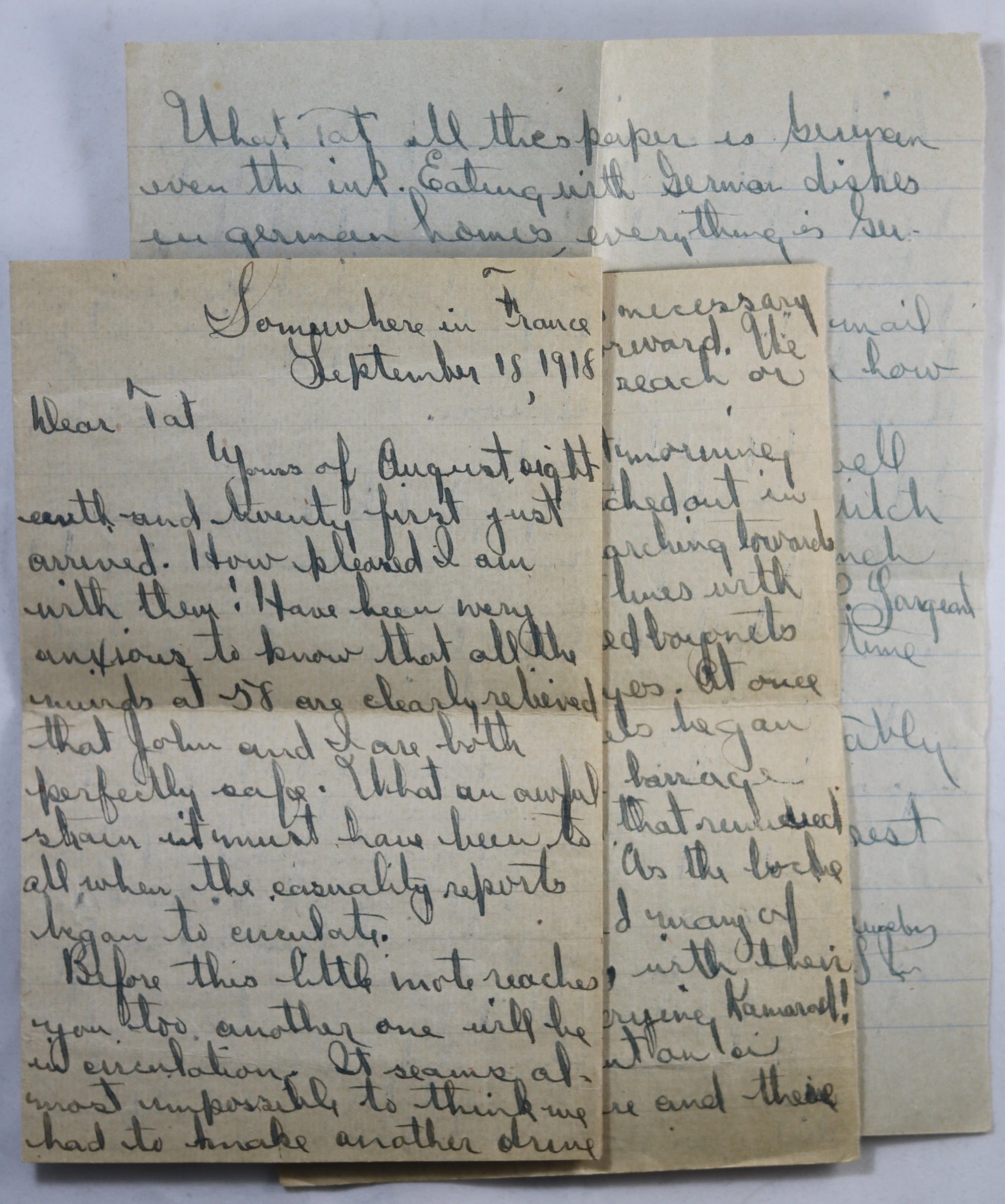 WW1 letter US soldier in AEF 103rd Regiment France St Mihiel Sep. 1918