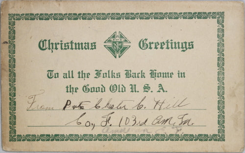 WW1 partially-printed Christmas postcard from American AEF soldier