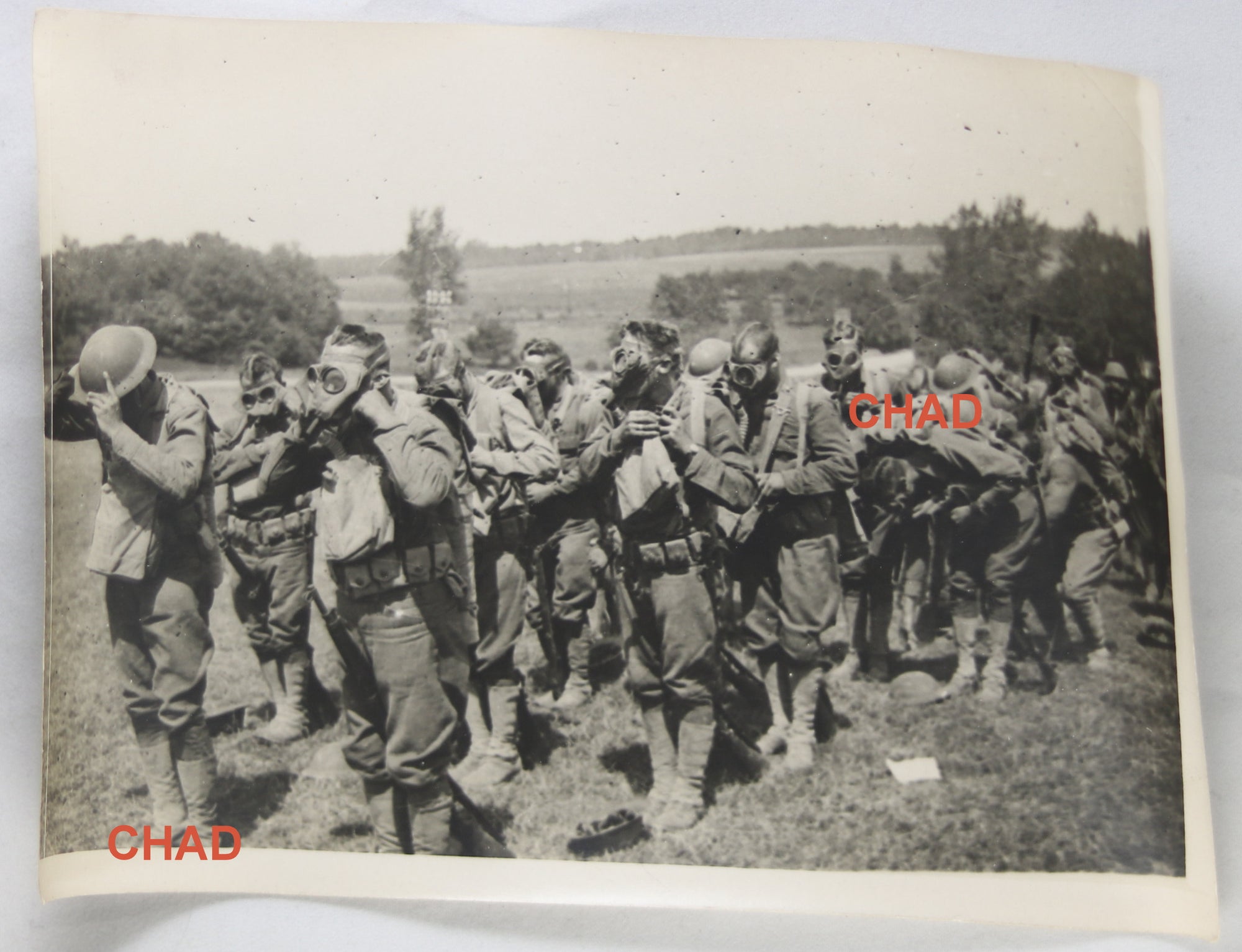 WW1 photo American troops putting on gas masks in France #1