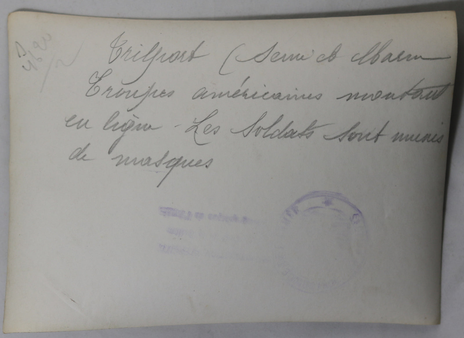 WW1 photo American troops wearing gas masks Trilport France #3