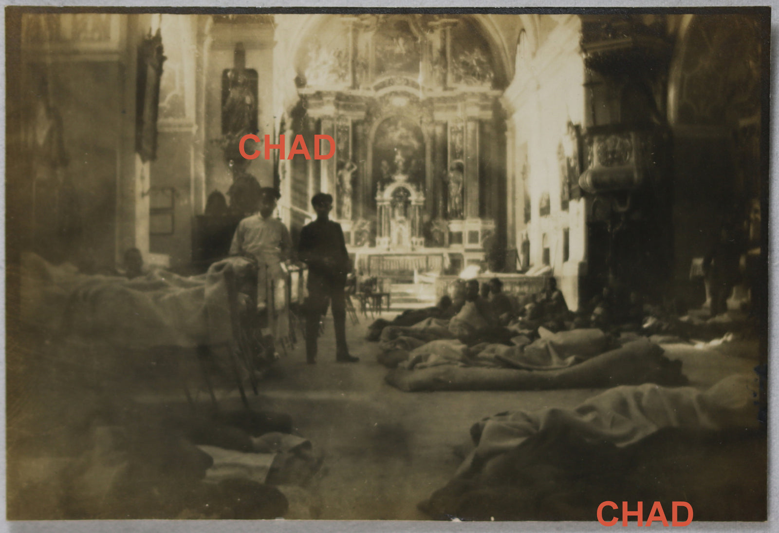 WW1 photo German field hospital inside church