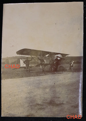WW1 photo of British biplane at Villers-Allerand airfield France 