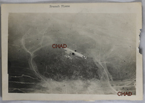 WW1 photo of French Farman biplane in flight