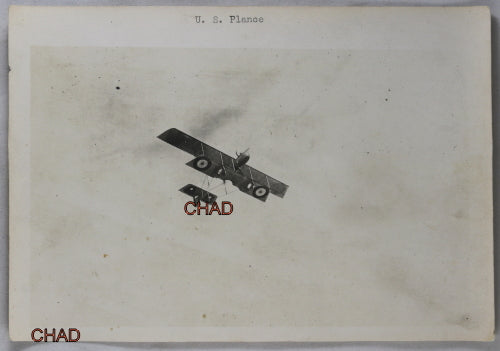 WW1 photo of U.S. Farman biplane in flight