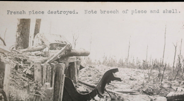 WW1 photo of destroyed French artillery cannon