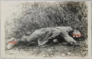 WW1 photo postcard of dead soldier on ground