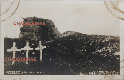 WW1 photo postcard three graves at the Hindenburg Line France