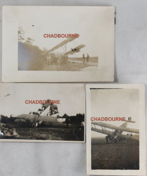 WW1 three photos of crashed biplanes, 1st Aero Squadron (USA)