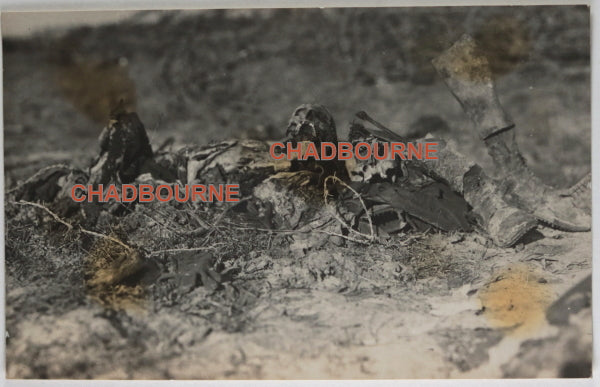 WW1 photo postcard dead French soldiers barbed wire Verdun France 1916