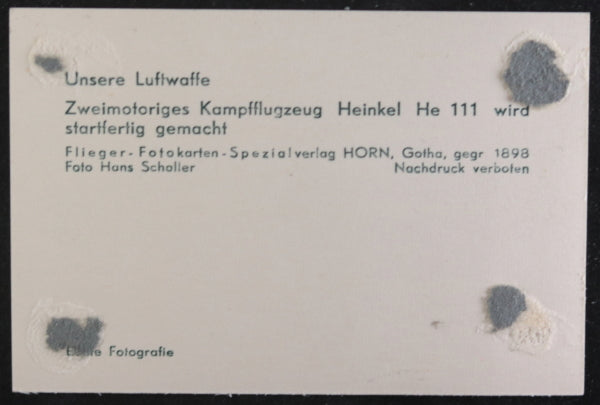 WW2 Schaller propaganda photo of German Heinkel He111 medium bomber plane