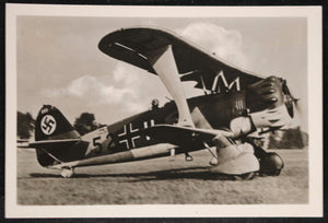 WW2 Schaller propaganda photo of German Henschel Hs 123 biplane