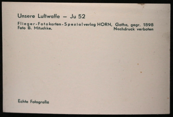 WW2 Schaller propaganda photo of German Junkers Ju 52 plane