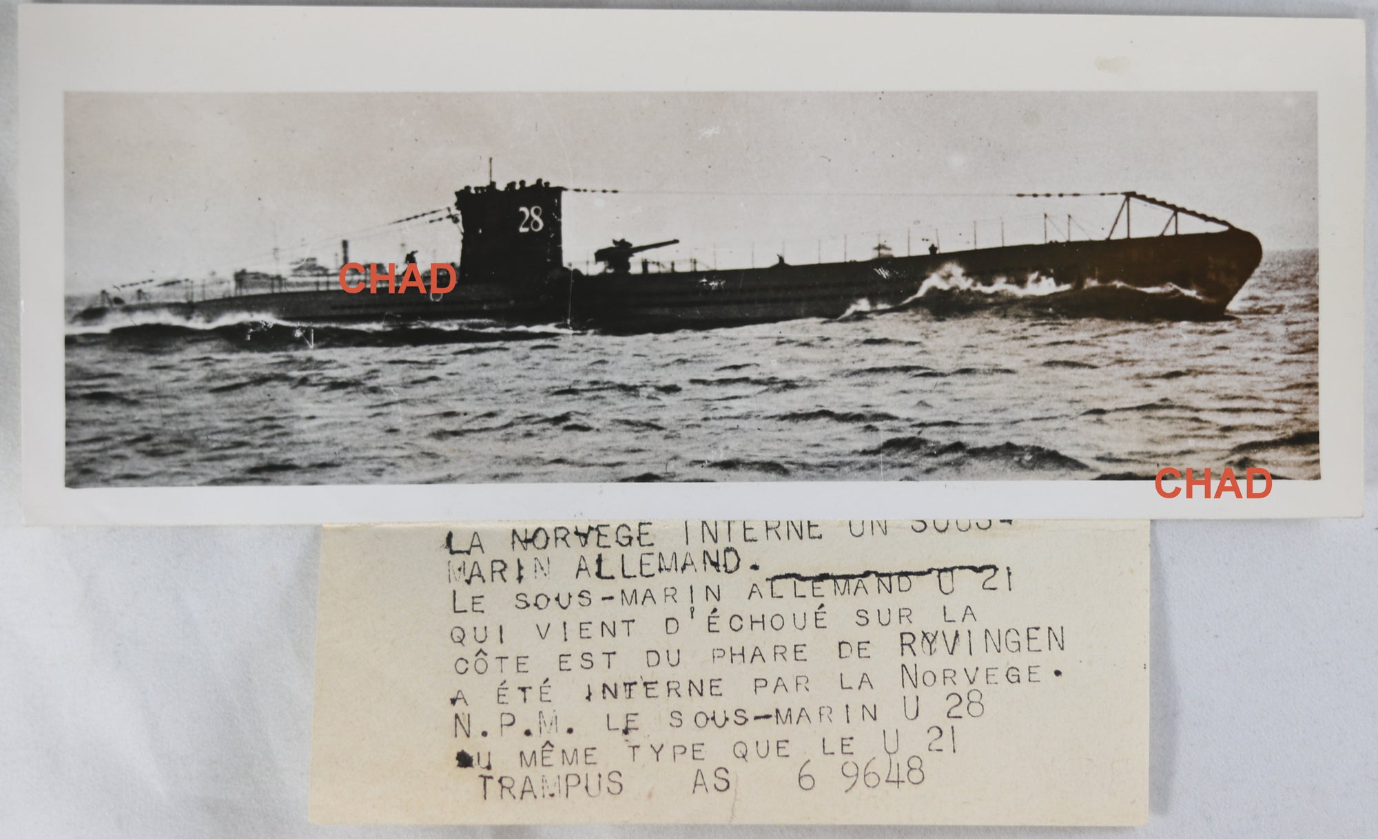 WW2 @1940  photo German sub  sous-marin allemand U28