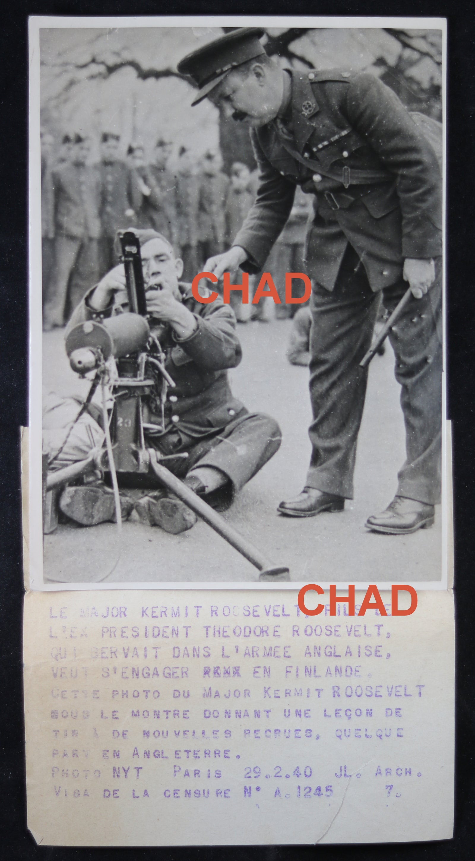 WW2 1940 photo Kermit Roosevelt in English Army