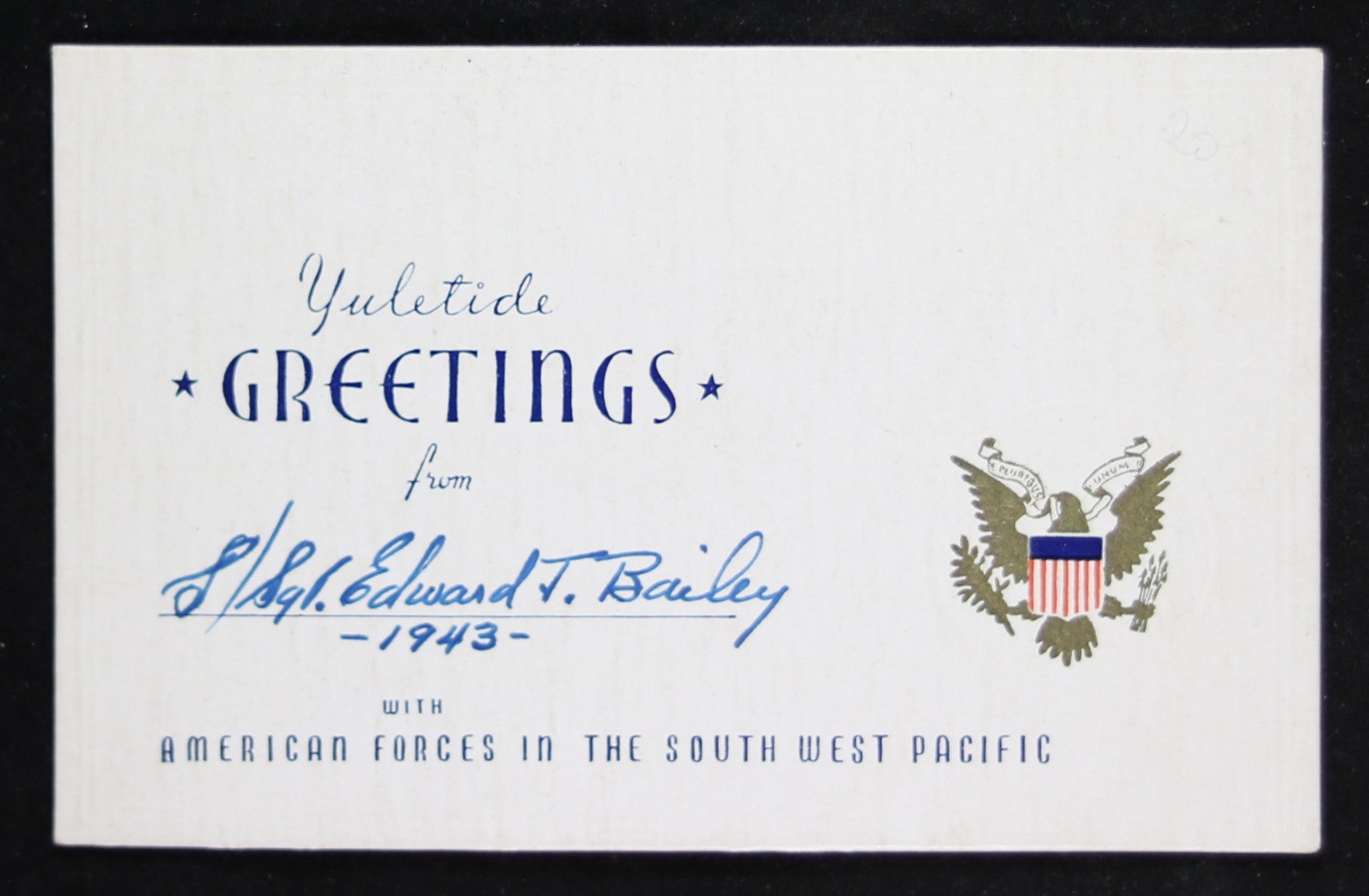 WW2 1943 Postcard Yuletide Greeting – American Forces SW Pacific WW2 1943 Postcard Yuletide Greeting – American Forces SW Pacific