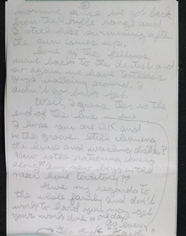 WW2 1943 letter sailor at Naval Station Newport RI to girl back home