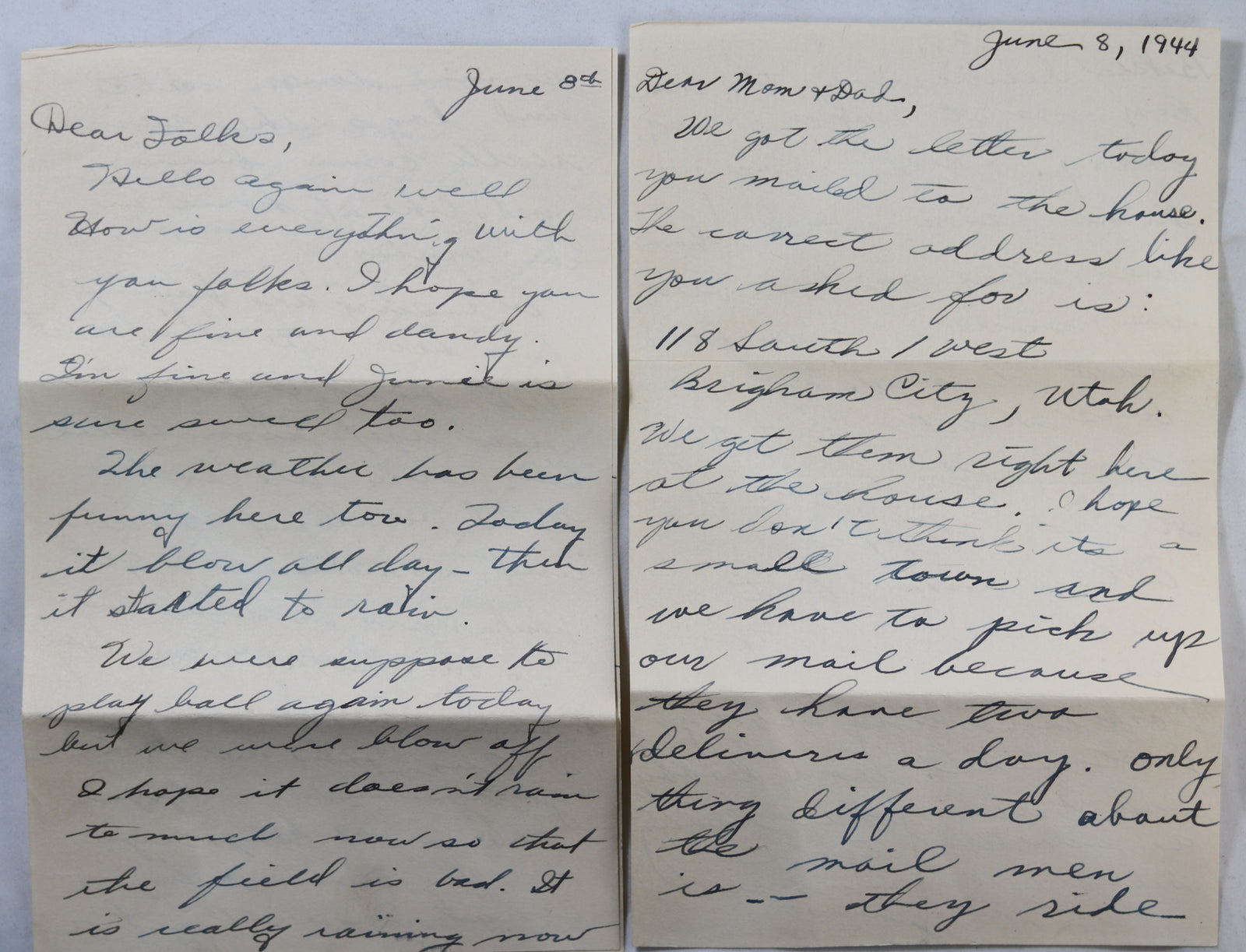 WW2 1944 US military letter with Disney patriotic stamp, Brigham UT