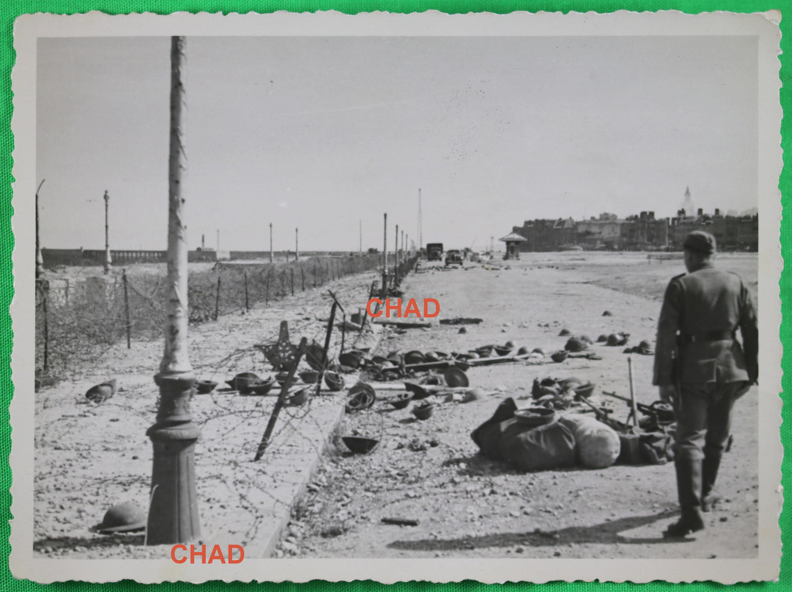 WW2 Dieppe 1942 photo abandoned Canadian gear / materiel Canadien