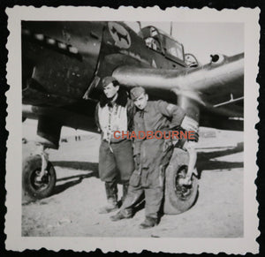 WW2 Luftwaffe set of 2 photos of fighter plane with terrier on fuselage