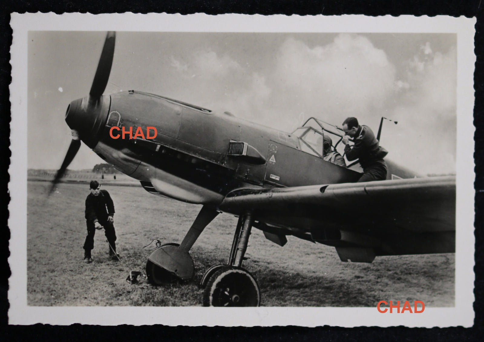 WW2 Propaganda photo of German Me 109 preparing for takeoff