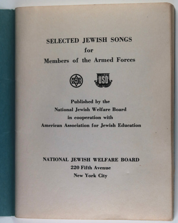 WW2 USA booklet ‘Selected Jewish Songs…for Armed Forces’ 1943