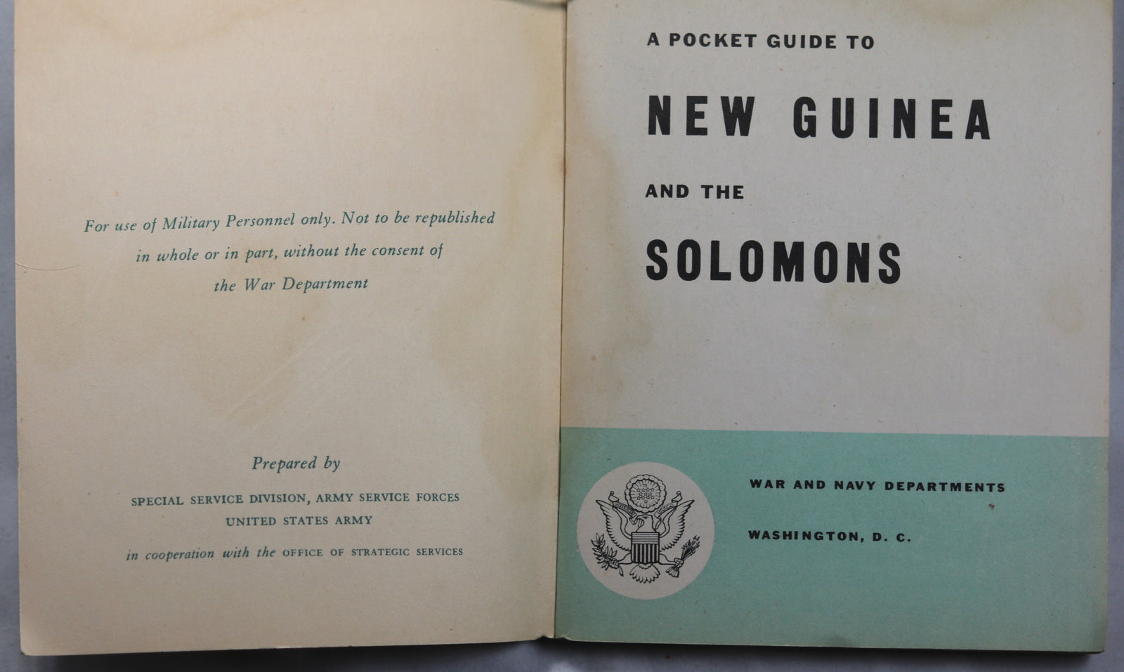 WW2 US Armed Forces ‘A Pocket Guide to New Guinea’ 1943