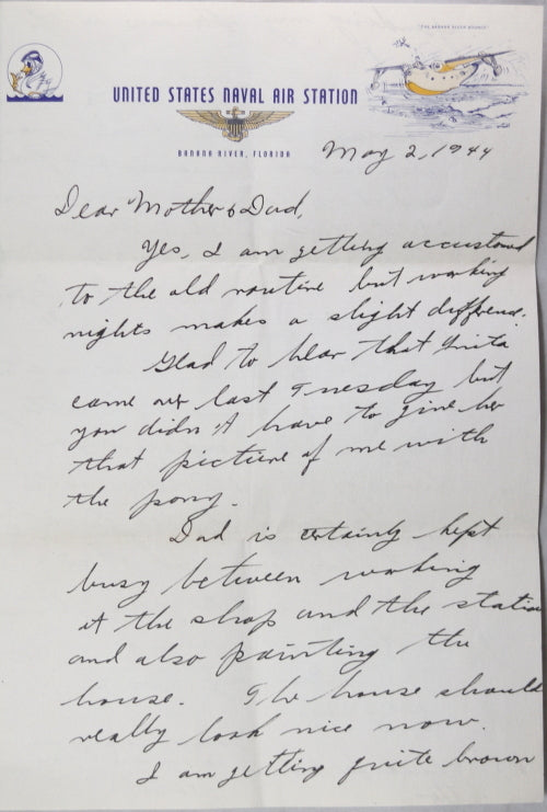 WW2 letter Donald Duck letterhead Banana River FL Naval Air Station #1