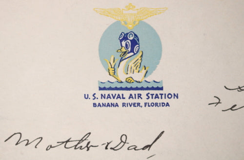 WW2 letter Donald Duck letterhead Banana River FL Naval Air Station #2