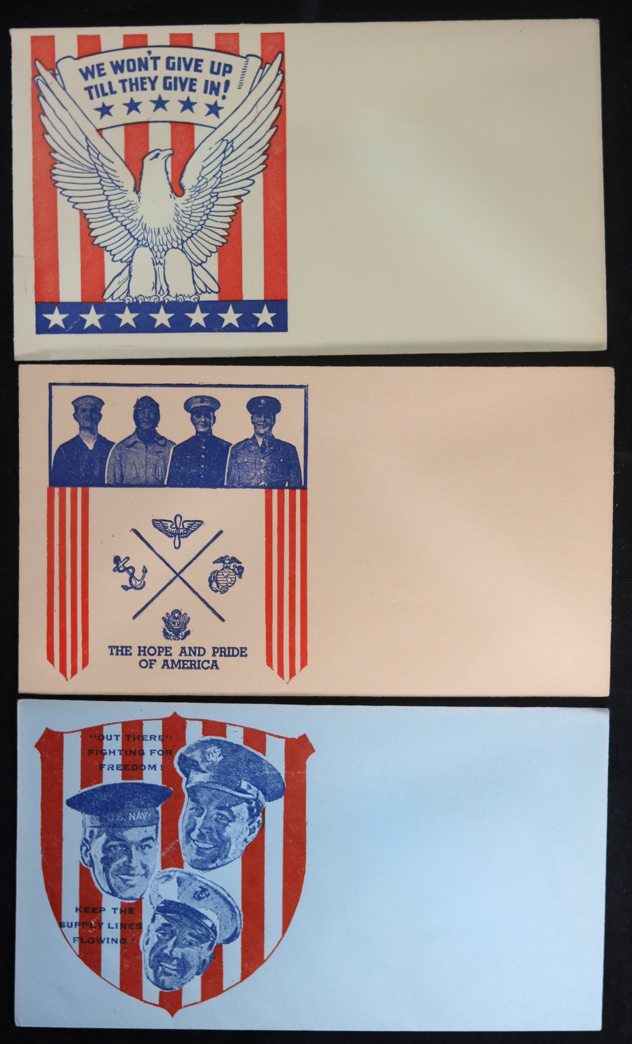 WW2 lot of 8 USA unused patriotic covers