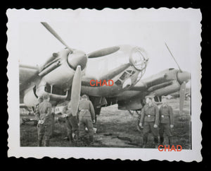 WW2 photo German Heinkel He 111 at airstrip