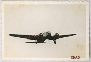 WW2 photo German Heinkel bomber with landing gear down