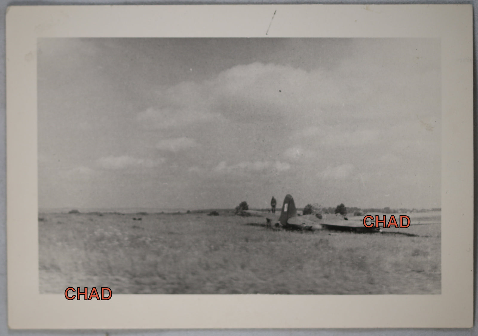 WW2 photo German soldiers inspecting plane crash