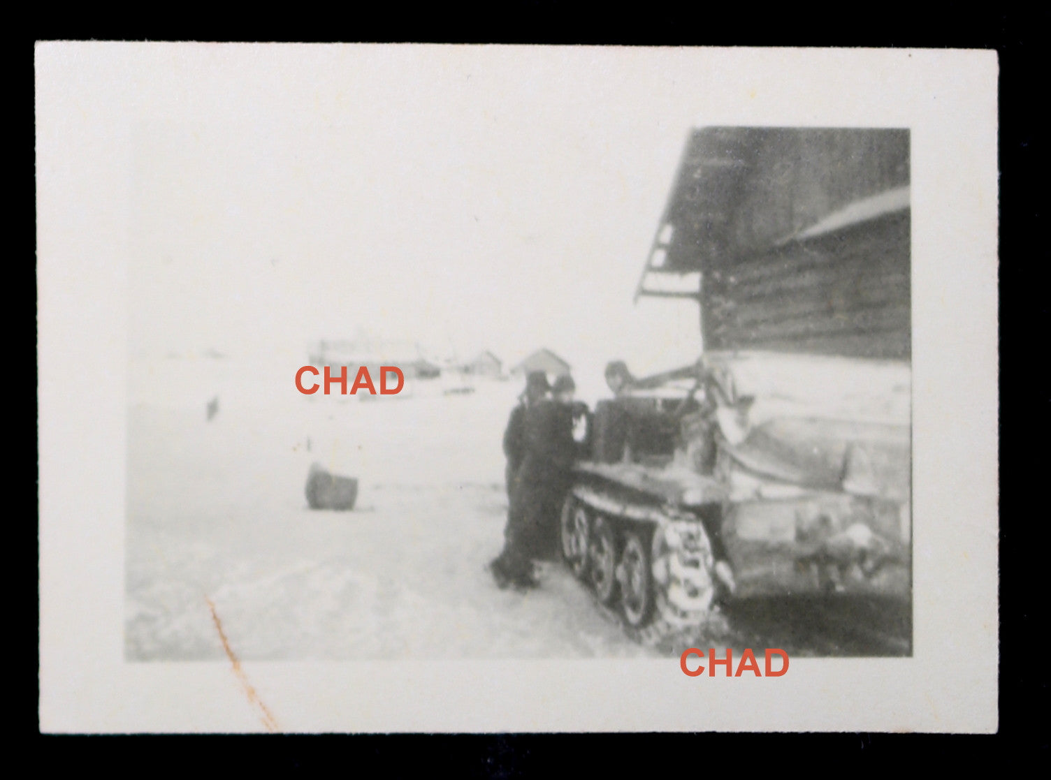 WW2 photo German troops beside troop carrier, Russian winter (1941-43)