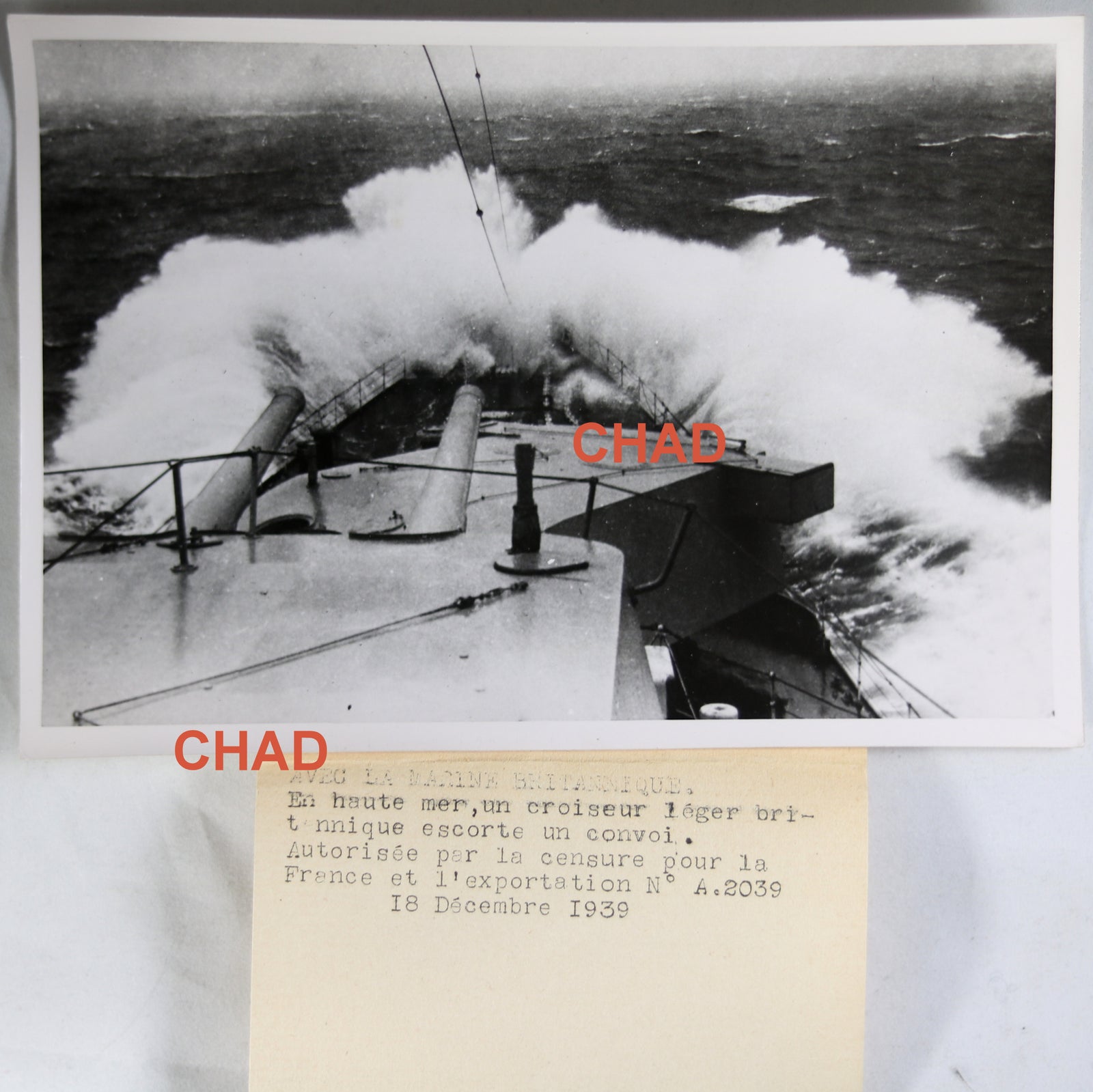 WW2 photo of English light cruiser on convoy duty 1939